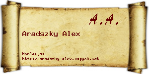 Aradszky Alex névjegykártya